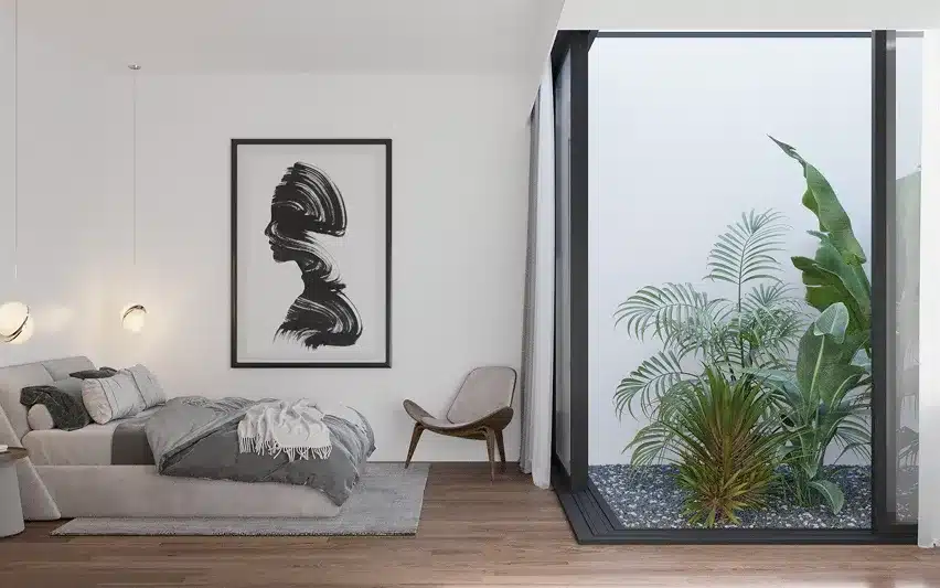 Velocity Palácio – bedroom with glass courtyard