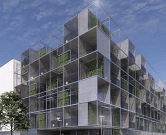 Velocity Next – modular glass and steel façade with green balconies, Campanhã, Porto