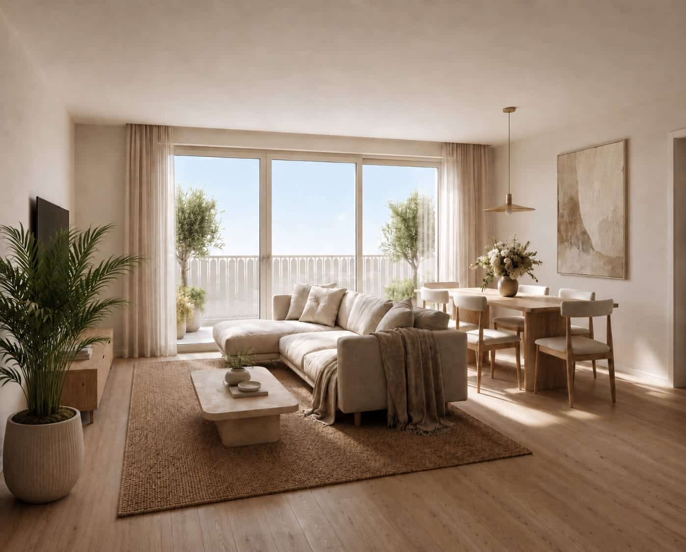 Velocity Pulse – bright living room with balcony